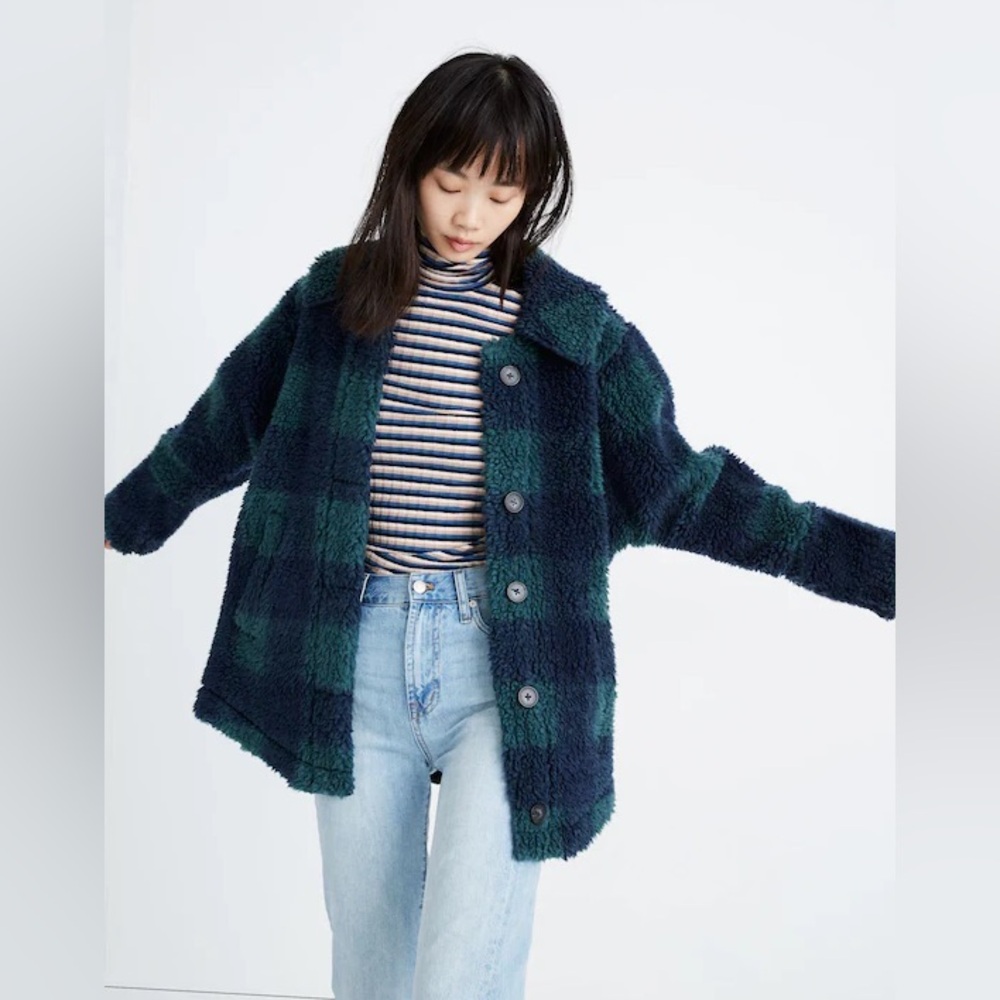 Madewell Evergreen Sherpa Jacket in Buffalo Check